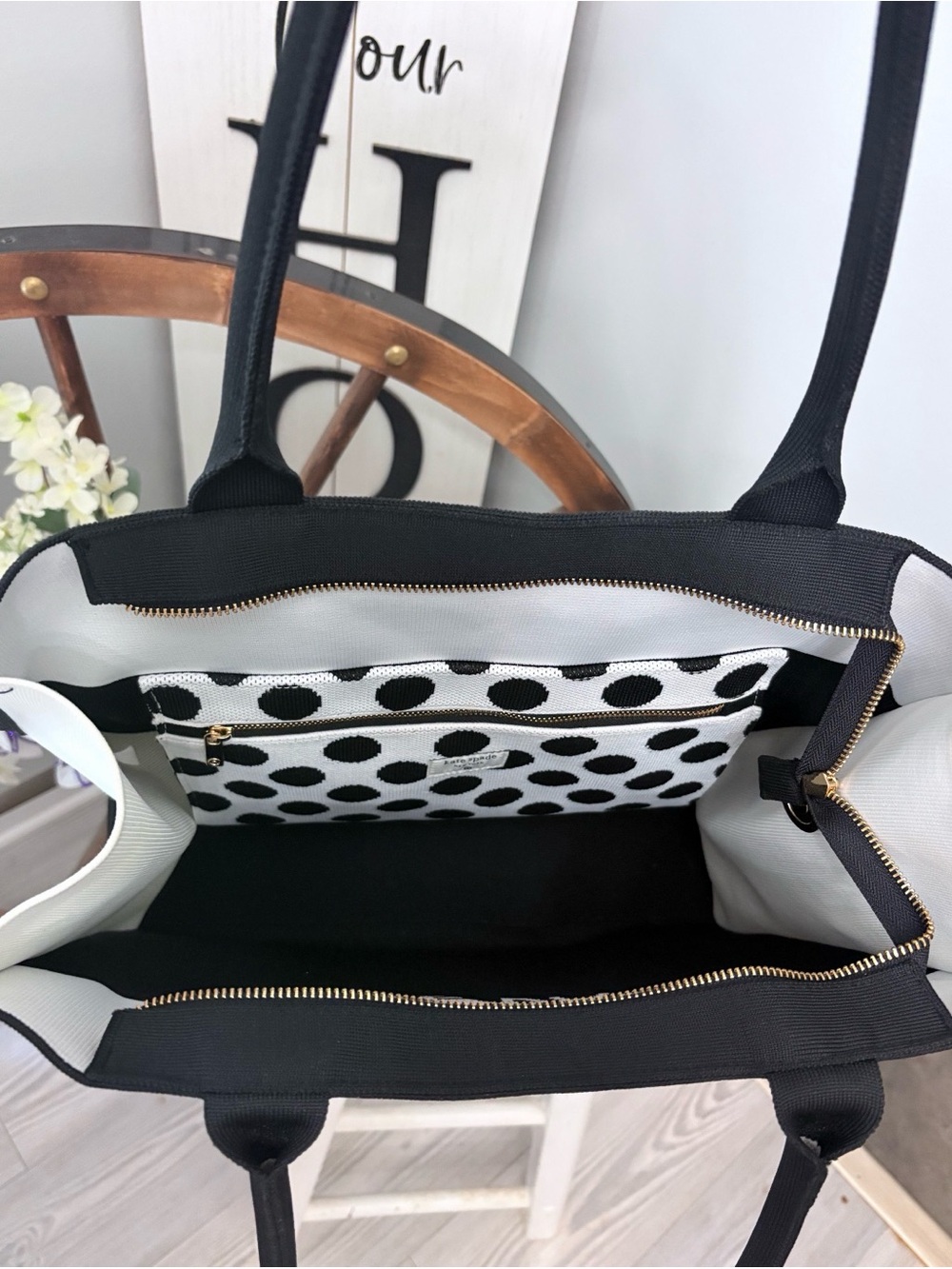 ♠️ kate spade Black and White Canvas Tote - IT'S IN THE BAG - Picture 2 of 2